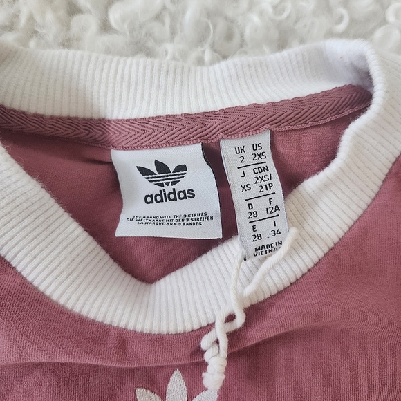Adidas Originals Teen XXS Pink Trace Maroon 3 Stripes Long Sleeve Logo Shirt Top - Picture 8 of 10